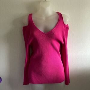 525 America pink cold shoulder cut out sweater stretchy